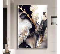 Modern Black & Gold Abstract Art - 16x24inch Unframed Wall Art for Living Room
