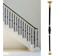 Modern Black & Gold Staircase Banister - 1 Pc Aluminum Metal Railing Baluster for Indoor/Outdoor Spiral Stairs Deck Porch Balcony & Wooden Steps