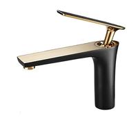 Modern Black & Gold Tall Basin Faucet All Copper Single Handle Mixer for Stylish Bathroom Vessel Sinks & Countertops Luxury Home Upgrade