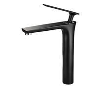 Modern Black & Gold Tall Basin Mixer Faucet - All Copper Single Handle for Stylish Bathroom Vessel Sinks & Countertops - Luxury Design Easy Installation