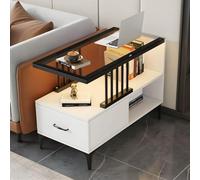 Modern Black-Gray End Table Set 2-Piece Steel Base Side Tables with Drawer & Shelves 35.5" & 31.5" L Versatile Living Room Furniture for rage & Display