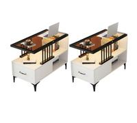 Modern Black-Gray End Table Set 2-Piece Steel Base Side Tables with Drawer & Shelves 35.5" L x 16" W x 23" H Stylish rage for Living Room & Bedroom