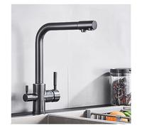 Modern Black Grey Kitchen Faucet with Water Filter - Hot & Cold Mixer Tap for Drinking Water Sink Water Filter Ideal Kitchen Upgrade & Stylish Design
