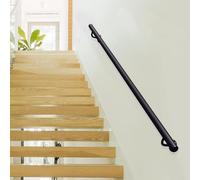 Modern Black Handrail for Indoor/Outdoor Stairs Wrought Iron Railing Adjustable Lengths 1m3m (270cm) for Safety & Style