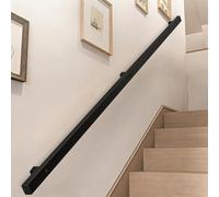Modern Black Handrail for Stairs - Complete Kit. 1m 1.5m 2m 2.5m 3m Staircase Banister Railings, Wall Mounted Metal Wrought Iron Grab Rail Safety Support Rod(5ft/150cm)