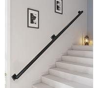 Modern Black Handrail for Stairs - Complete Kit. 30cm-600cm Staircase Banister Railings, Wall Mounted Metal Wrought Iron Grab Bar Safety Support Rod (Size : 13ft/390cm)