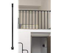 Modern Black ir Railing Kit for Loft - 5pcs Indoor Balusters with Connectors, Easy Floor Mount, Slish ase Safe Solut