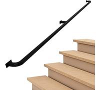 Modern Black Iron il - Sturdy Wall-Mounted Safety Railing for Indoor Stairs & Outdoor Decks - Industrial Iron Pipe Banister & Grab Rail 20ft (600cm)