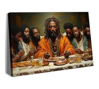 Modern Black Jesus Canvas Wall Art African American The Last Supper Painting Picture Wall Decor Black Man Christian Poster Print Artwork for Kitchen Dining Living Room Bedroom Home Decor12x16in canvas