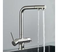 Modern Black Kitchen Faucet with Water Purifier Dual Spray Function 360° Rotation Brass Construction Nickel Finish Ideal for Vessel Sink - Premium Drinking Tap