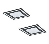Modern Black Led Wall And Ceiling Light - 2 Pack, 450mm Square Slim Panel, 24W