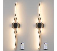 Modern Black LED Wall Lights Set of 2, Dimmable Wireless Sconce, LED Wall Lights for Living Room, 26W Energy Efficient Indoor Wall Lighting Fixture, 40.5" Curved Light Bar for Bedroom,Bathroom,Hallway