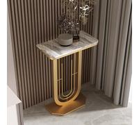 Modern Black Marble Top Accent Table - Slim Entryway Console for Living Room, Narrow Sofa Side Table, Slish Hallway Entrance - 19.6in D3