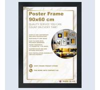Modern Black Maxi Poster Frame 90 x 60 cm Large Picture Frame (900 x 600 mm) with Clear Perspex Front & Wall Mounting, Black 60 x 90 cm Frame - Use As Premium Wall Frame 600 x900 mm black