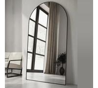 Modern Black Metal Archtop Full Length Mirror 200cm x 100cm Agenzia 14 Black XL