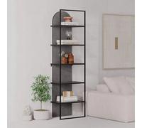 Modern Black Metal Frame Bookcase Shelving Unit 5 Tier