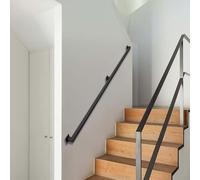 Modern Black Metal Handrail for Stairs, 1ft 2ft 3ft 4ft 5ft Stairway Railing with Wall Holders and Metal Screws, for Home Decoration Indoors and Outdoors(13.1ft/400cm)
