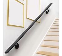 Modern Black Metal ir il Kit 1ft-20ft Length for Indoor/Outdoor Steps Wrought Iron Wall Support Grab Rail (Available Sizes: 8ft 15ft)