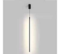 Modern Black Metal Linear Pendant Light LED Long Tube Hanging Lamp for Bedroom and Living Room Stylish Ceiling Fixture Unique Chandelier Nightstand Lighting