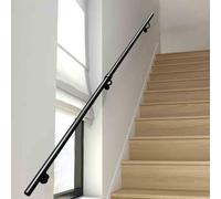 Modern Black Metal Stair il - Adjustable Wall-Mounted Bannister for Stairs, Gardens, Lofts, and Corridors - 1ft to 20ft Lengths, 4ft (120cm) Support Grab Rail Kit