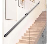Modern Black Metal Stair RailingComplete WallMount Kit Round Wrought Iron Handrail for Indoor & Outdoor StairsAvailable in 1m 1.5m 2m 3m 4m 5m 6m (120cm)