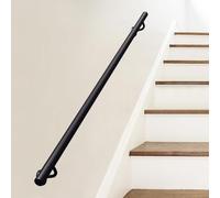 Modern Black Metal Wrought Iron il for Stairs Wall-Mounted Safety Grab Rail for Elderly 1m-3m Lengths Indoor & Outdoor UseSupport Rod (20ft/600cm)