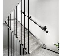 Modern Black MetalRailing Kit for Indoor/Outdoor UseDurable Iron Banister Wall Mount Grab Bar for Villa & Loft Safety (250cm)