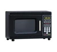 Modern Black Microwave Dollhouses Furniture 1/12 Scale Wooden Kitchen Appliance Model with Functional Door Design Black Miniature Appliances for Dollhouses