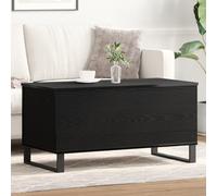 Modern Black Oak Engineered Wood Coffee Table for Living Room Rectangular Low Table 90x44.5x45 cm with Metal Legs Sleek Design Durable and Stylish