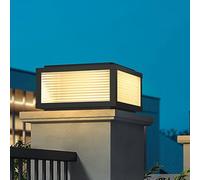 Modern Black Outdoor Post Caps Light Fixture - Waterproof Glass Column Pillar Lanterns Anti-Rust Hardwired Landscape Lighting for Driveway Patio Mailbox and Yard