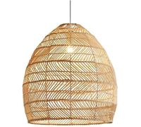 Modern Black Pendant Light Compatible with Kitchen Island - Hand Woven Rattan Basket Lamp, Rural Decorative Ceiling Hanging, Luxury(Natural Wood Color,50CM)