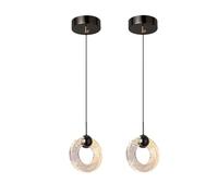 Modern Black Pendant Lights Set of 2 Adjustable Bubble Glass Globe Chandelier Ideal for Kitchen Island Dining Room Bar - Stylish Hanging Lamps