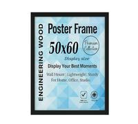 Modern Black Poster Frame 50x60 cm Size For Display MDF Wood Construction with Acrylic Glass - Picture Frame