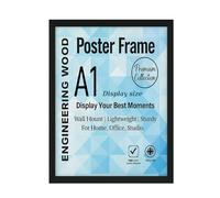 Modern Black Poster Frame A1-59.4 x 84.1 cm Size For Display MDF Wood Construction with Acrylic Glass - Picture Frame