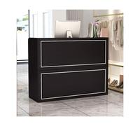 Modern Black Reception Desk for Office & Beauty Salon, Cashier Checkout Counter, Lobby Welcome Desk (100x42x92cm) - Stylish Front Desk for Small Retail Spaces