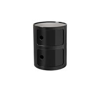 Modern Black Round Bedside Table | 2-Tier Corner Nightstand & Slim Storage Unit for Bedroom & Bathroom | Stylish Small Console Cabinet