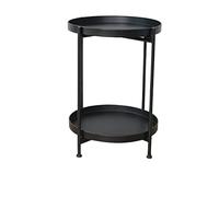 Modern Black Round Double-Layer Iron Tea Table - Small Corner Coffee Table for Living Room, Mini Sofa Side Table, Stylish Home Furniture