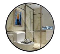 Modern Black Round Mirror 50CM - Wall-Mounted Metal Bathroom & Dressing Room Mirror - 2.8CM Thick Makeup Vanity Decor - Stylish Home Accent for Any Space