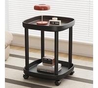 Modern Black Round Rolling Coffee Table with Lockable Wheels - Versatile Plastic Nightnd for Living Room, Bedroom, Balcony, and Terrace - Slish & Functal