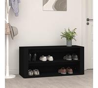 Modern Black Shoe Rack with 2 Shelves Easy to Assemble Open Storage nizer for Bedroom Bathroom Hallway & Small Spaces Stylish Storage Solution 100 x 35 x 45 cm