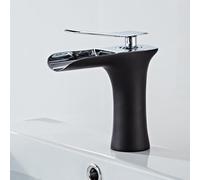 Modern Black Sink Waterfall Faucet - One Hole Bathroom Basin Mixer Tap - Stylish Design for Contemporary Bathrooms - Sl unctional Home Upgrade