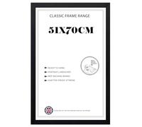 Modern Black Sleek 70 x 51 cm Poster Frame - Solid MDF Wooden & Shatter-Proof Picture Frame for Jigsaw Prints, Photos, Posters, and Certificates
