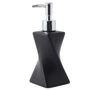 Modern Black Soap Dispenser with Silver Pump for Bathroom, 8.5oz | Contemporary Art Style, Pebble Black Matte Finish, Unique Liquid Soap Dispenser for Kitchen Countertop, Mid Century Decor
