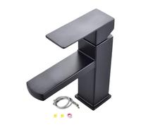 Modern Black Square Bathroom Faucet Single Handle Cold Hot Water Mixer Tap Stainless Steels Construction for Sink Vanity Cold Hot Water Mixer Tap