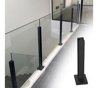 Modern Black Square Railing Post Metal Balcony Column for Indoor/Outdoor Use 33.5in FloorMounted with Clamp Corner Post for Contemporary ces