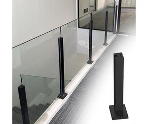 Modern Black Square Railing Post Metal Balcony Column for Indoor/Outdoor Use 33.5in FloorMounted with Clamp Corner Post for Contemporary ces