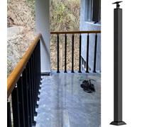 Modern Black Stair Baluster Posts - Adjustable Metal Railing Spindles for Indoor/Outdoor Use, 4 Pcs Square Handrail Pillars, Deck & Stair Railing Solution