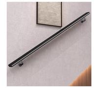 Modern Black Stair Railing 300cm Metal Wrought Iron Wall Balustrade for Indoor/Outdoor with Safety Support Handrail and Foot Railing for Stairs