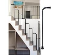 Modern Black Stair Railing System for Loft - 5pcs Adjustable 17cm Balusters Interior Staircase il with Connectors Easy Floor Installation Stylish Design.