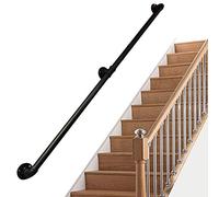 Modern Black Staircase Handrail Support Kit Wrought Iron Stair Railing for Terraces Balconies and Windows Metal Balustrade Hand Rails Banister Wall Mounted/600Cm
